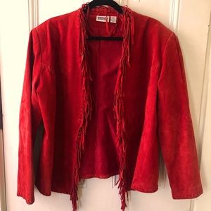 Chico’s red suede cow girl jacket